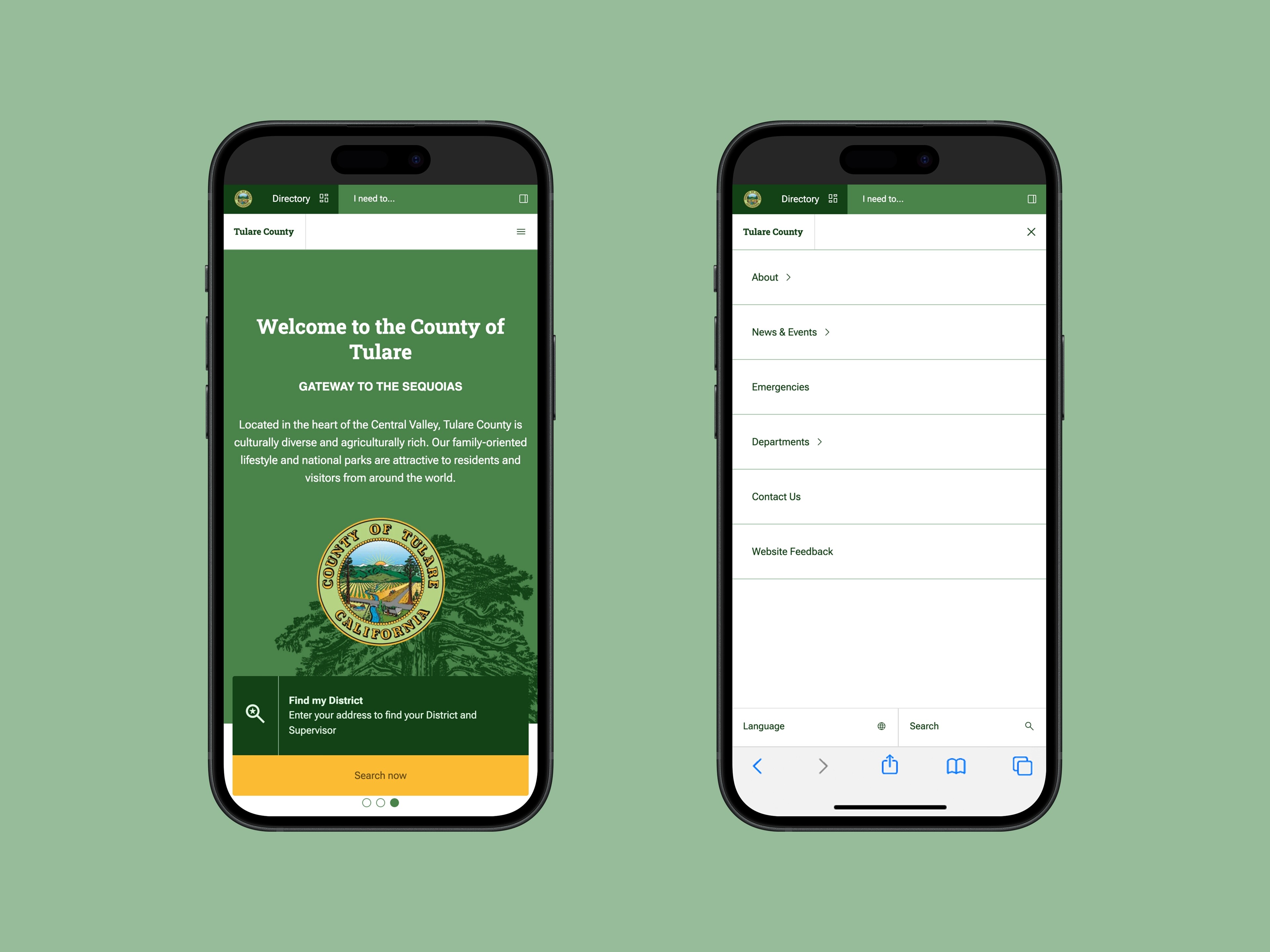 Tulare County website optimized for mobile screens